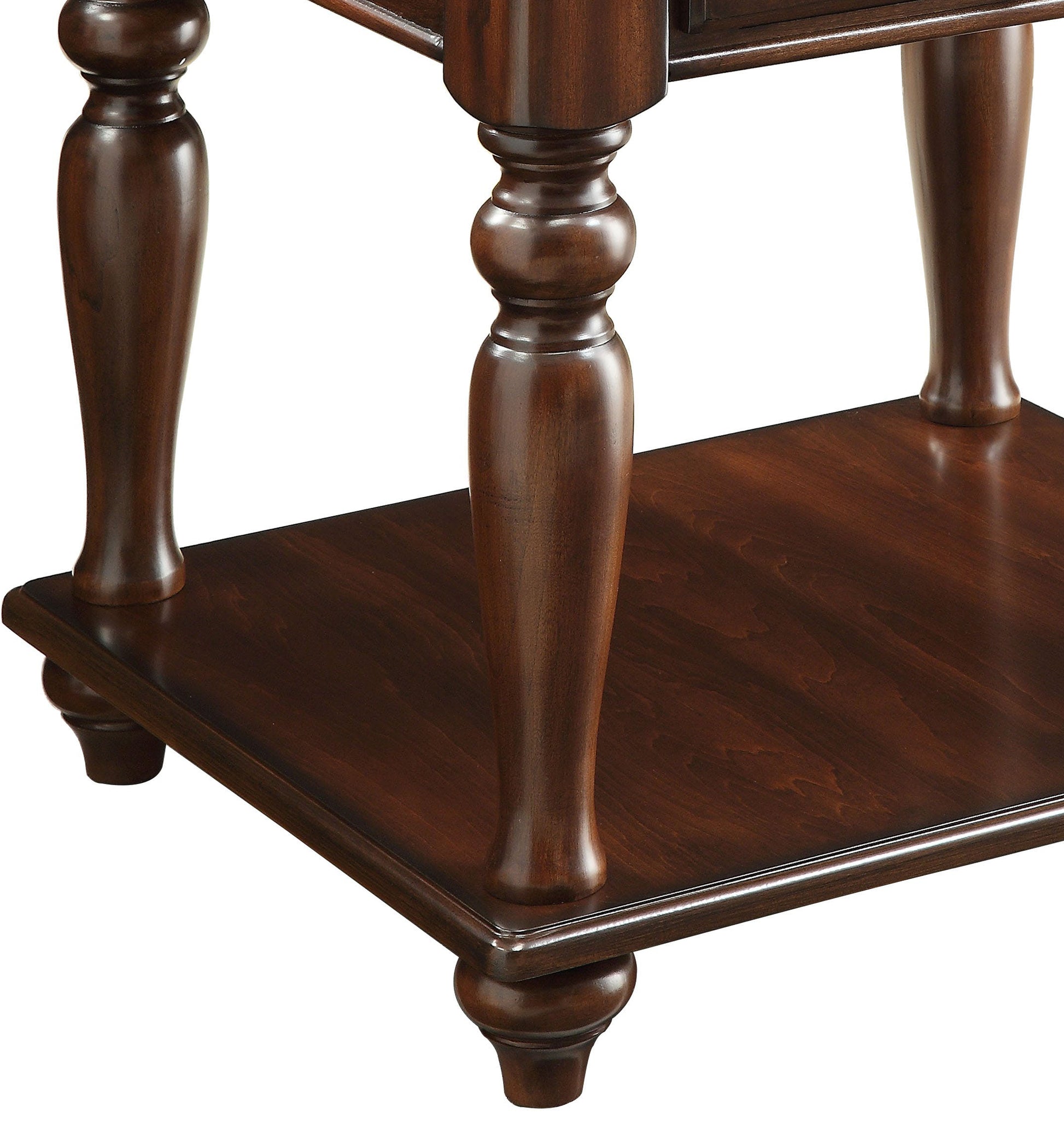 Wooden End Table With 1 Drawer And 1 Bottom Shelf, Walnut Brown By Benzara | End Tables | Modishstore - 2