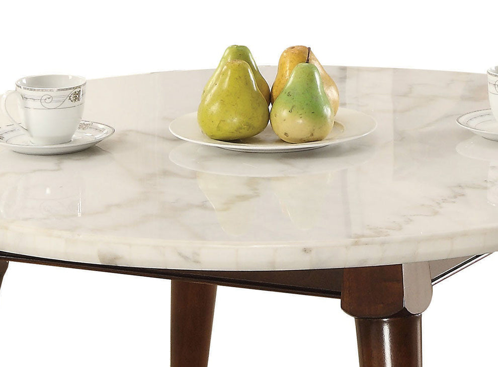 Wood Base Coffee Table With Marble Top, Walnut Brown By Benzara | Coffee Tables |  Modishstore  - 4