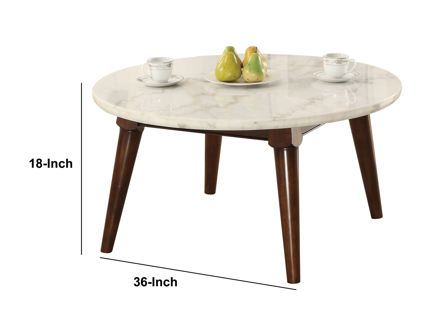 Wood Base Coffee Table With Marble Top, Walnut Brown By Benzara | Coffee Tables |  Modishstore  - 6