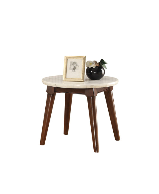 Wooden Base End Table With Marble Top, Walnut Brown By Benzara | Side Tables |  Modishstore 