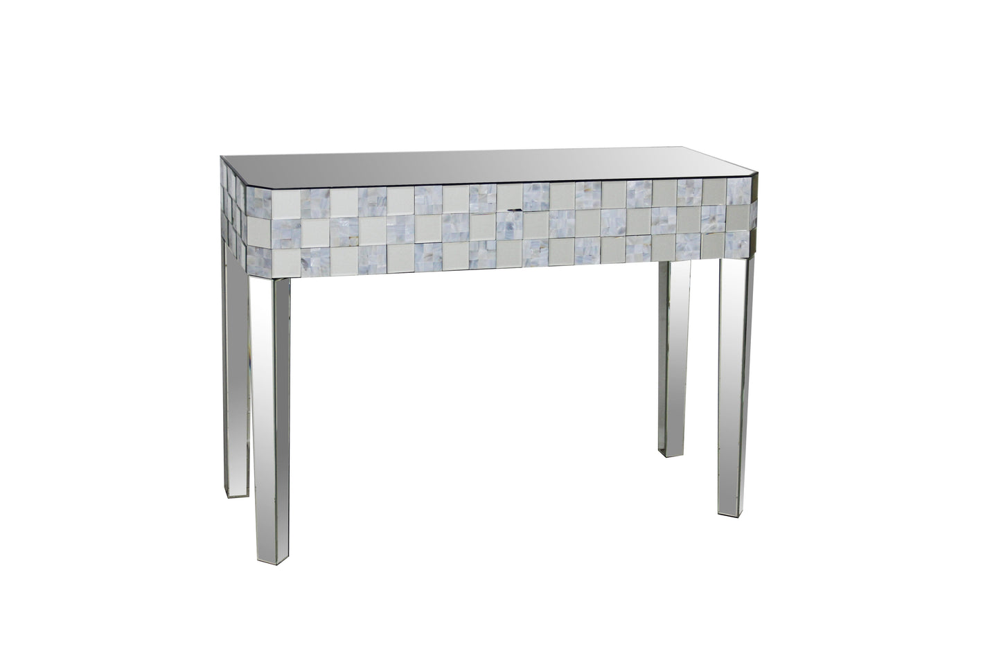Frosted Chequered Pattern Console Table In Rectangular Shape, Clear By Benzara | Console Tables |  Modishstore 