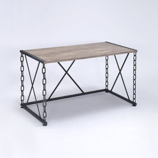 Wooden Desk With Metal 'X' Frame, Rustic Oak Brown By Benzara | Desks |  Modishstore 
