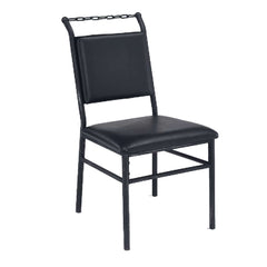 Metal Frame Leather Upholstered Armless Chair, Black By Benzara