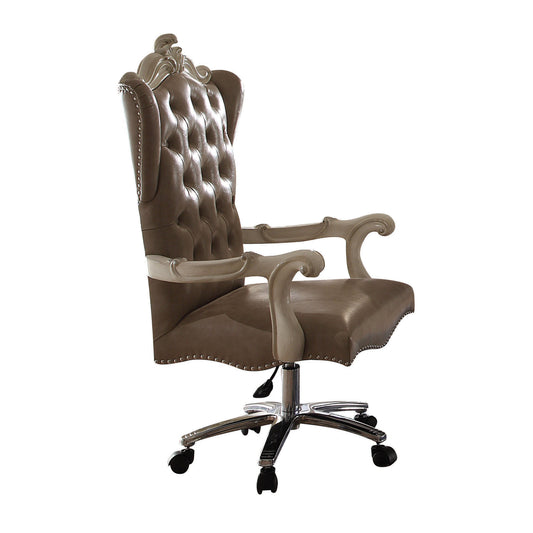 Leather Upholstered Executive Chair With Lift In Brown And Bone White Finish By Benzara | Office Chairs |  Modishstore 