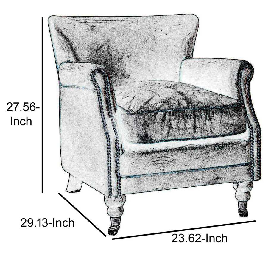 Leather Upholstered Accent Chair With Nail Head Trim, Dark Brown By Benzara | Accent Chairs |  Modishstore  - 6