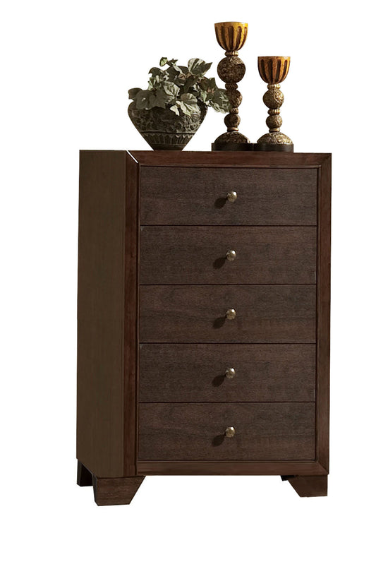 Wooden Chest With 5 Spacious Drawers  , Espresso Brown By Benzara | Cabinets |  Modishstore 