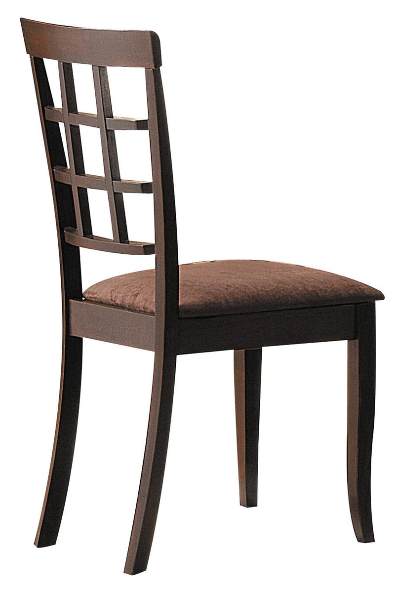 Wood & Fabric Side Chairs With Open Grid Pattern Back, Espresso Brown, Set Of 2 By Benzara | Dining Chairs |  Modishstore 