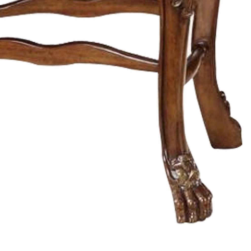 Leatherette Side Chair With Crown Top And Claw Feet, Set Of 2, Brown By Benzara | Side Chairs |  Modishstore  - 2
