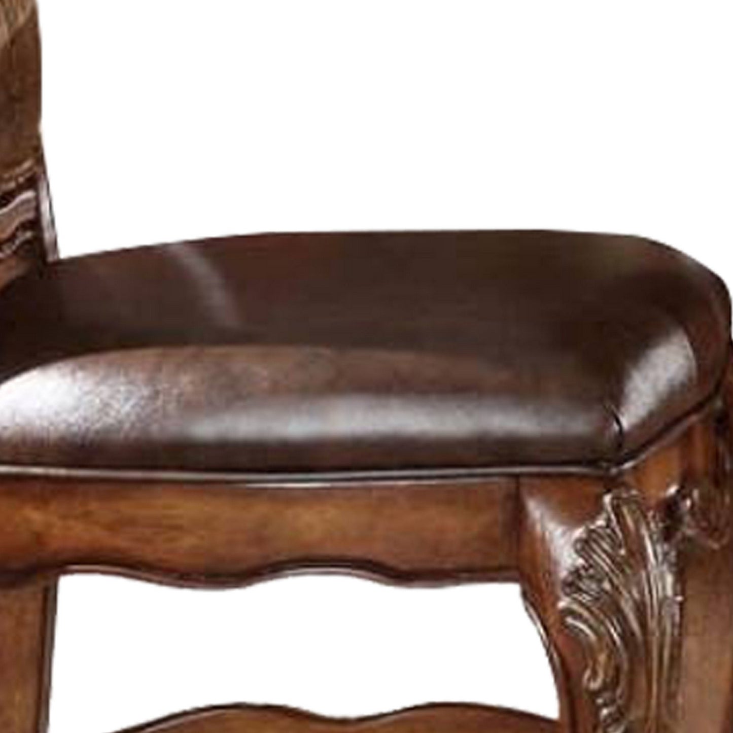 Leatherette Side Chair With Crown Top And Claw Feet, Set Of 2, Brown By Benzara | Side Chairs |  Modishstore  - 3