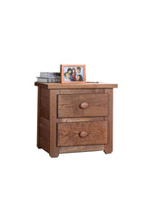 Wooden 2 Drawers Night Stand In Mahogany Finish, Brown By Benzara