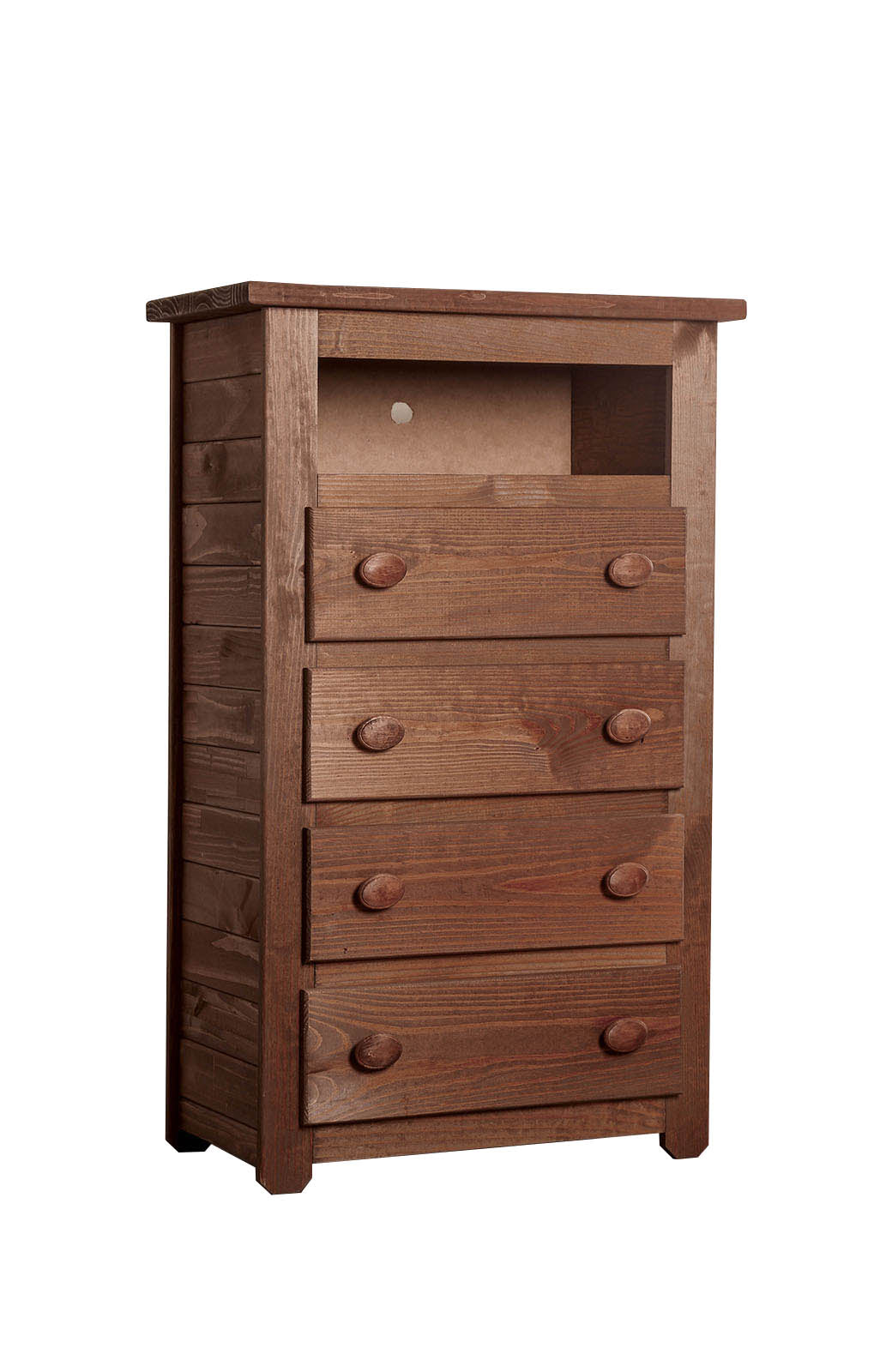 Wooden 4 Drawers Media Chest With 1 Top Shelf In Mahogany Finish, Brown By Benzara | Drawers |  Modishstore 