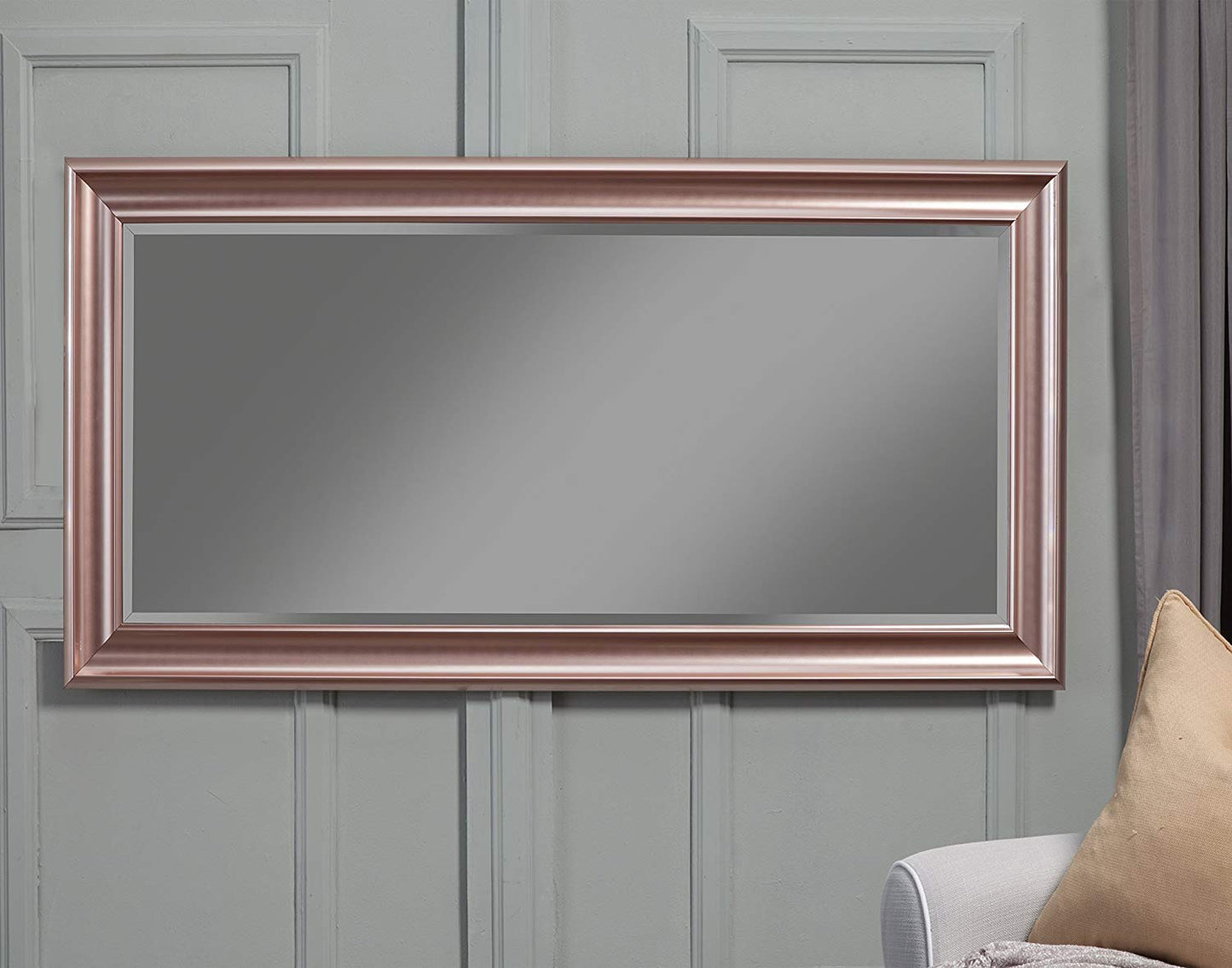 Full Length Leaner Mirror With A Rectangular Polystyrene Frame, Rose Gold By Benzara | Mirrors |  Modishstore  - 5