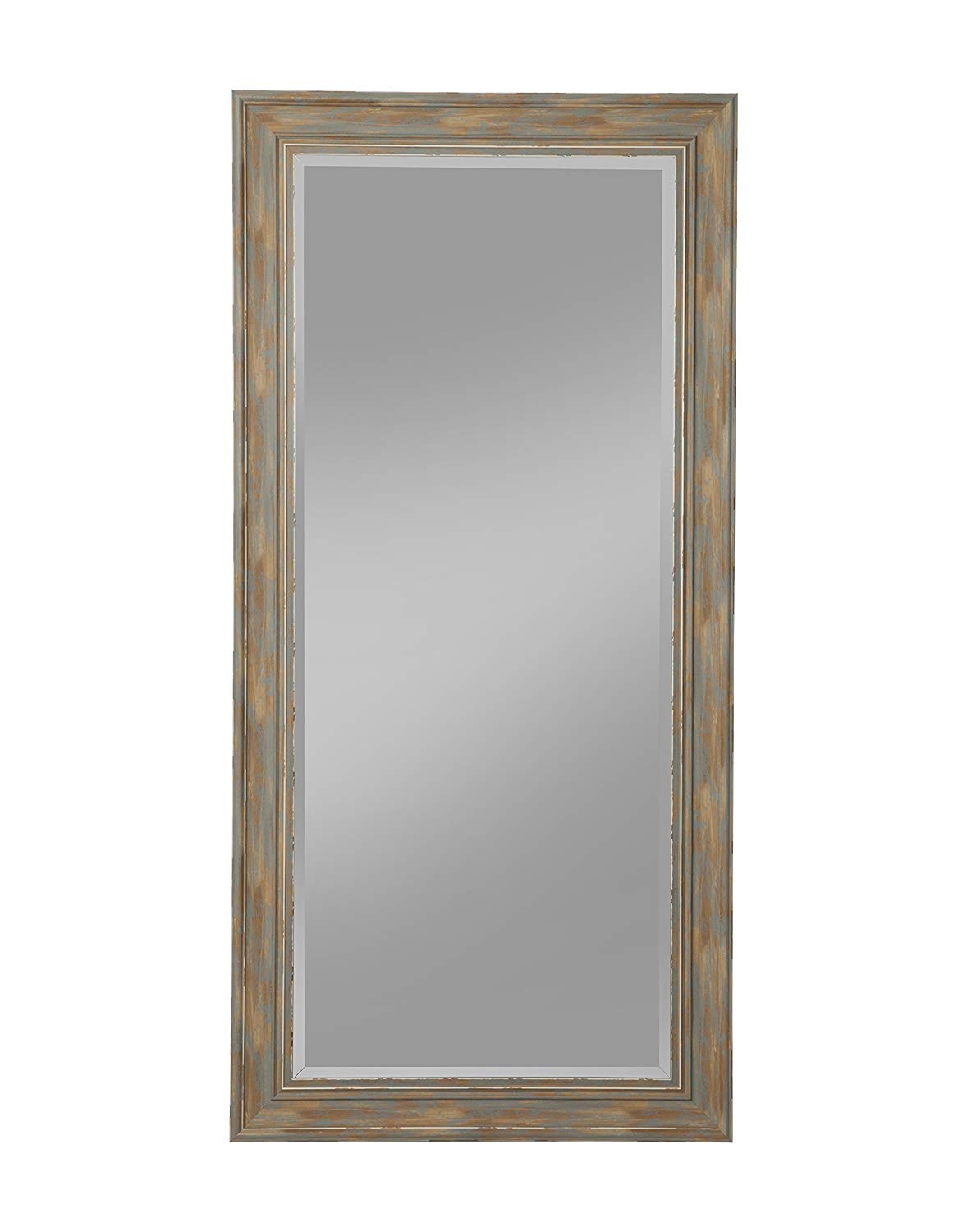 Farmhouse Style Full Length Leaner Mirror With Polystyrene Frame, Blue By Benzara | Mirrors |  Modishstore  - 3