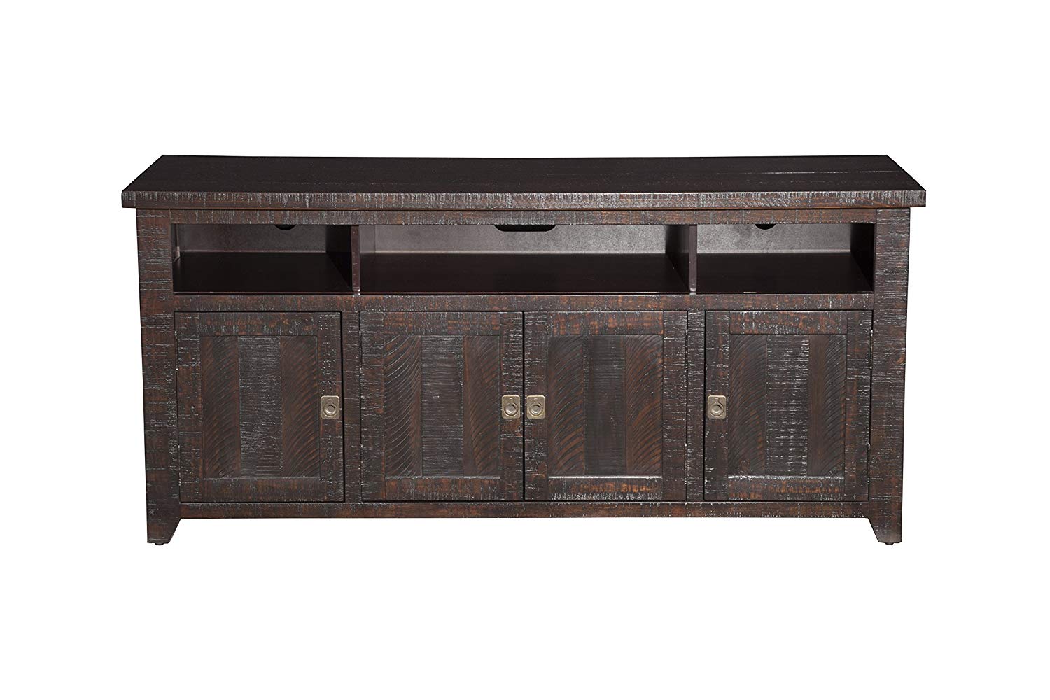 Wooden Tv Stand With 3 Shelves And Cabinets, Espresso Brown  By Benzara | TV Stands |  Modishstore  - 3