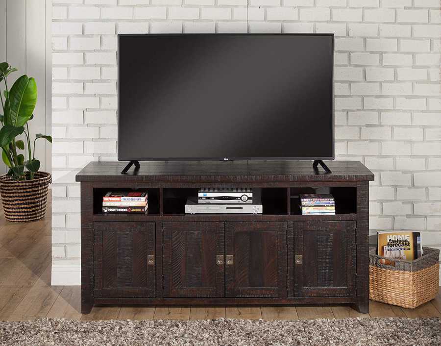 Wooden Tv Stand With 3 Shelves And Cabinets, Espresso Brown  By Benzara | TV Stands |  Modishstore 