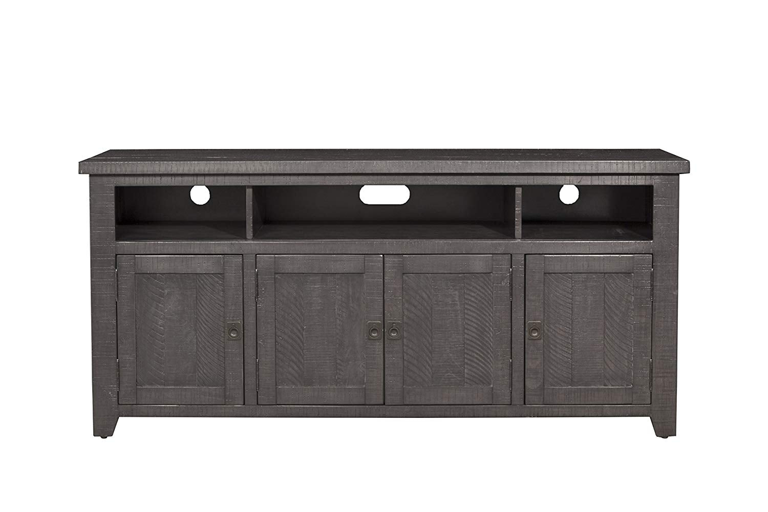 Wooden Tv Stand With 3 Shelves And Cabinets, Gray  By Benzara | TV Stands |  Modishstore 