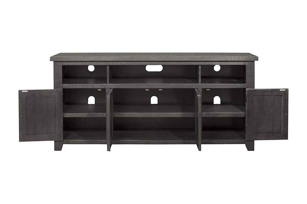Wooden Tv Stand With 3 Shelves And Cabinets, Gray  By Benzara | TV Stands |  Modishstore  - 3
