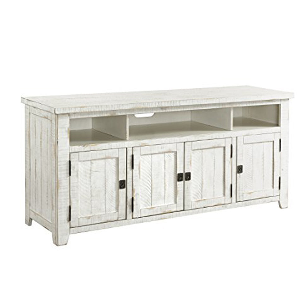 Wooden Tv Stand With 3 Shelves And Cabinets, White  By Benzara | TV Stands |  Modishstore  - 3