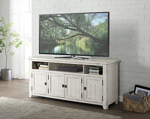 Wooden Tv Stand With 3 Shelves And Cabinets, White  By Benzara | TV Stands |  Modishstore  - 4