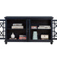 Wooden Tv Stand With Trellis Detailed Doors, Blue By Benzara | TV Stands |  Modishstore  - 3