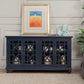 Wooden Tv Stand With Trellis Detailed Doors, Blue By Benzara | TV Stands |  Modishstore  - 5