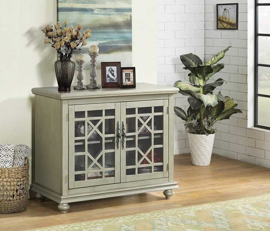 Wooden Tv Stand With Bun Feet, Antique Silver  By Benzara | TV Stands |  Modishstore  - 2