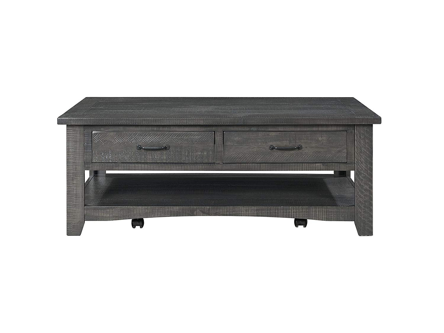 Wooden Coffee Table With Two Spacious Drawers, Gray By Benzara | Coffee Tables | Modishstore - 2