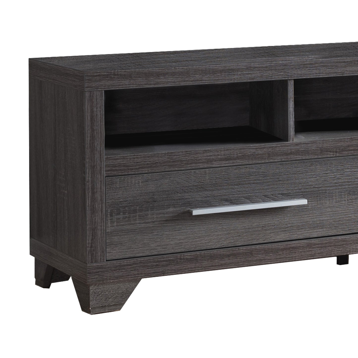 Wooden Tv Stand With Two Drawers And Three Open Shelves, Gray  By Benzara | TV Stands |  Modishstore  - 3