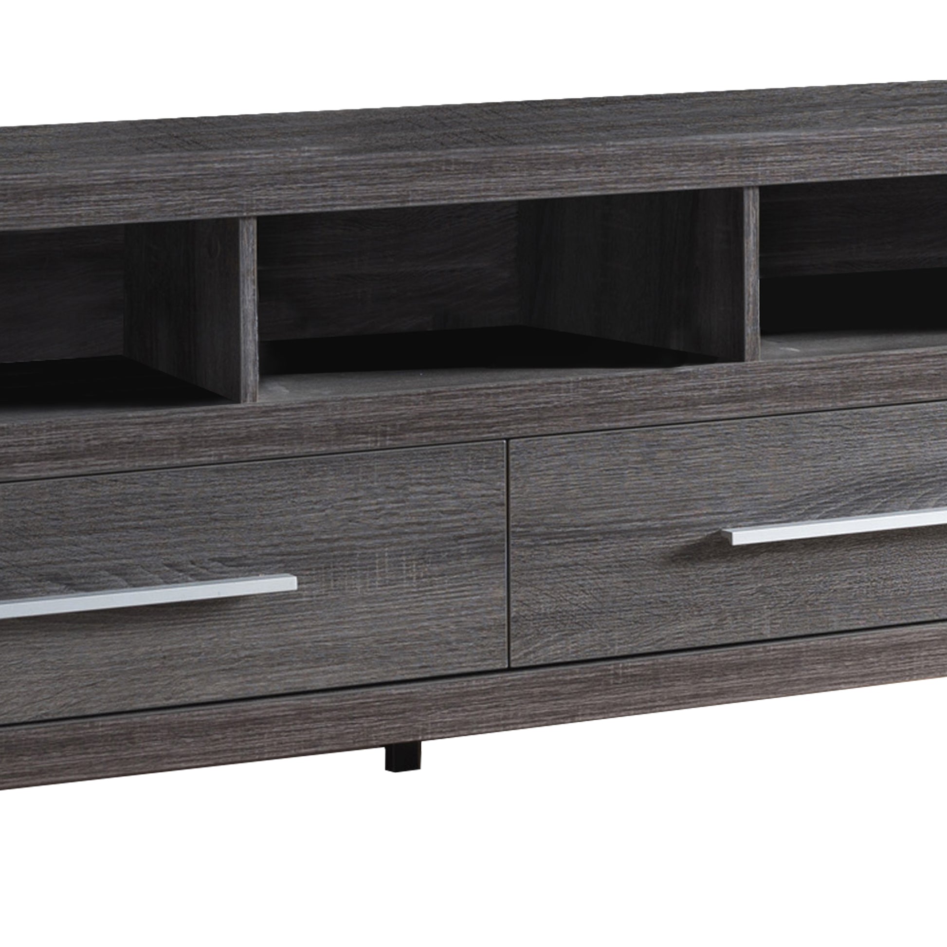 Wooden Tv Stand With Two Drawers And Three Open Shelves, Gray  By Benzara | TV Stands |  Modishstore  - 5