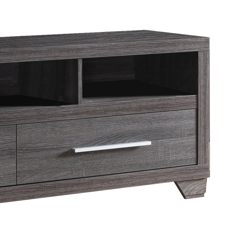 Wooden Tv Stand With Two Drawers And Three Open Shelves, Gray  By Benzara | TV Stands |  Modishstore  - 4