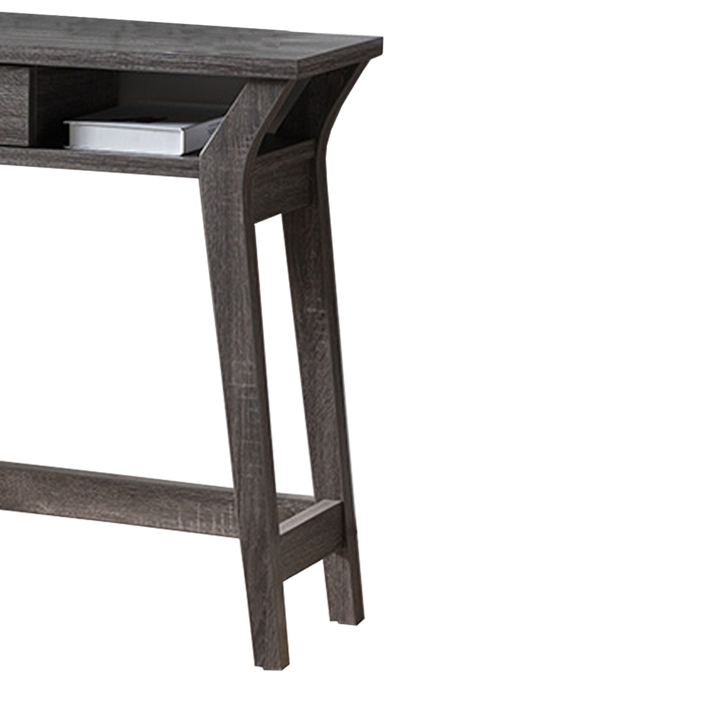 Wooden Desk With Drawer And Shelves, Distressed Gray By Benzara | Desks |  Modishstore  - 4