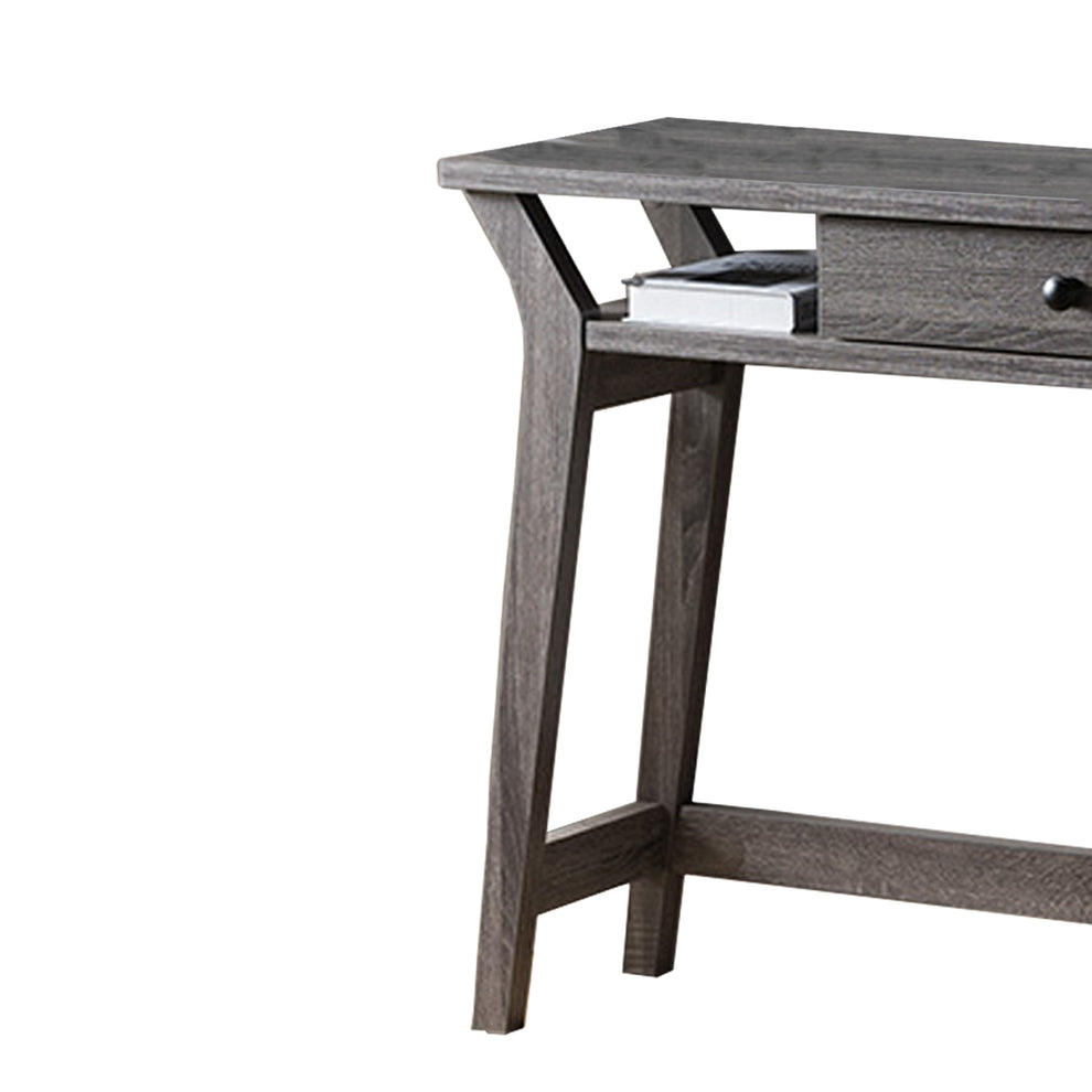 Wooden Desk With Drawer And Shelves, Distressed Gray By Benzara | Desks |  Modishstore  - 2