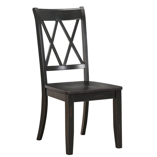 Pine Veneer Side Chair With Double X-Cross Back, Black, Set Of 2 By Benzara | Dining Chairs |  Modishstore 