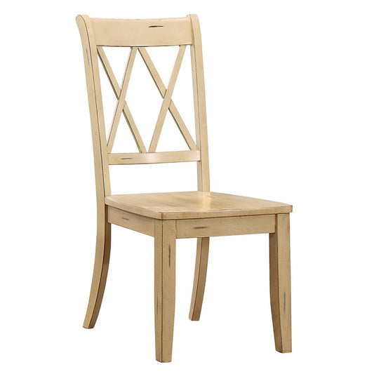 Pine Veneer Side Chair With Double X-Cross Back, Sand, Set Of 2  By Benzara | Dining Chairs |  Modishstore 