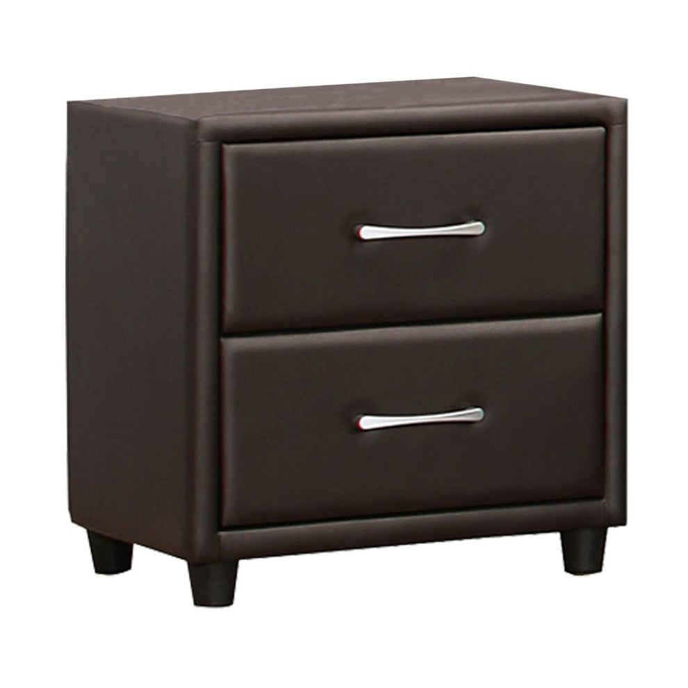2 Drawer Night Stand In Wood And Pvc, Black By Benzara | Nightstands |  Modishstore  - 2