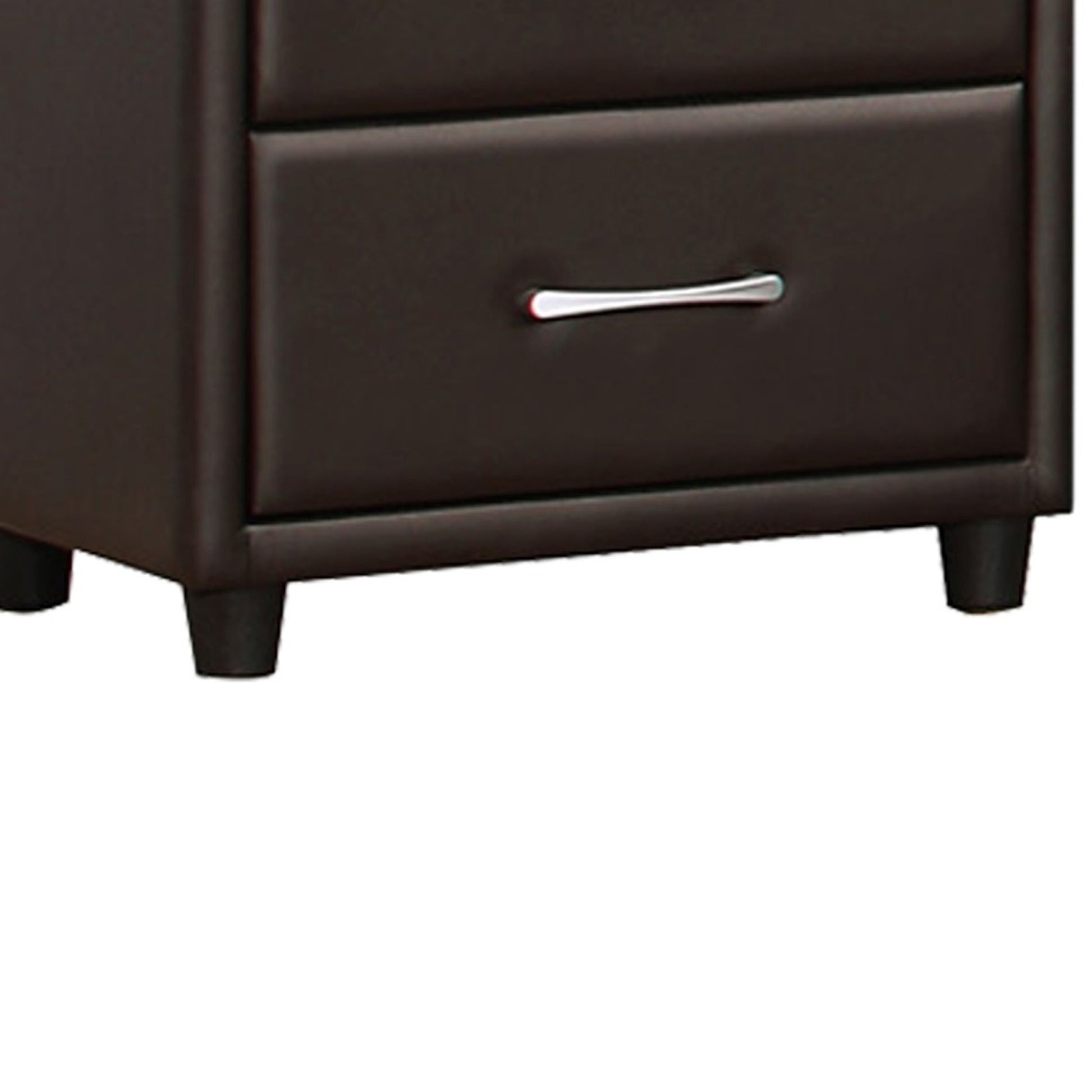2 Drawer Night Stand In Wood And Pvc, Black By Benzara | Nightstands |  Modishstore  - 3