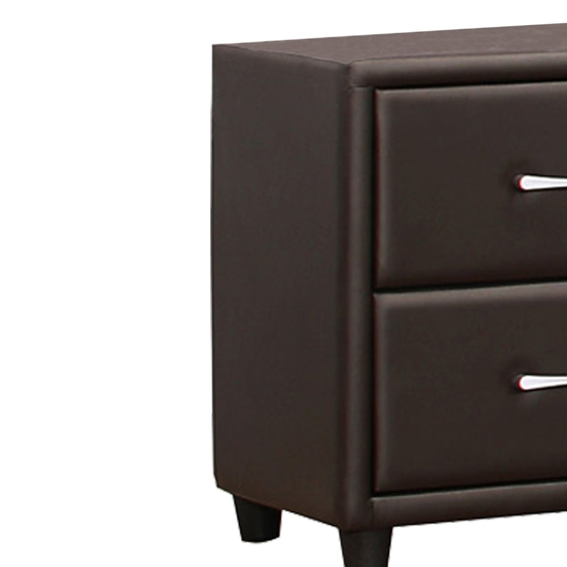 2 Drawer Night Stand In Wood And Pvc, Black By Benzara | Nightstands |  Modishstore  - 5