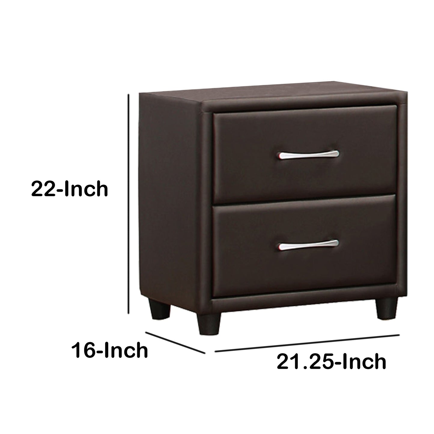2 Drawer Night Stand In Wood And Pvc, Black By Benzara | Nightstands |  Modishstore  - 6