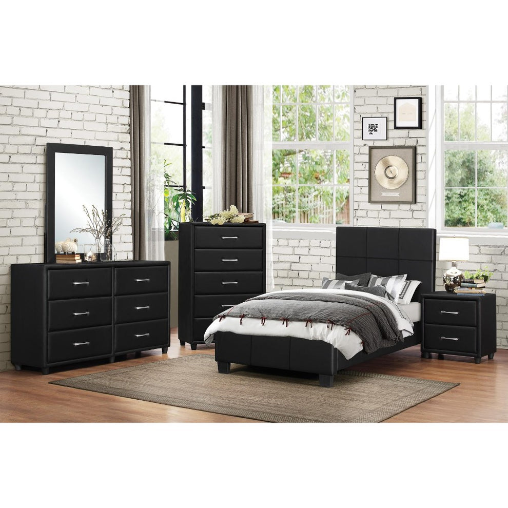 6 Drawer Dresser In Wood And Pvc, Black By Benzara | Dressers |  Modishstore  - 2