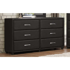 6 Drawer Dresser In Wood And Pvc, Black By Benzara