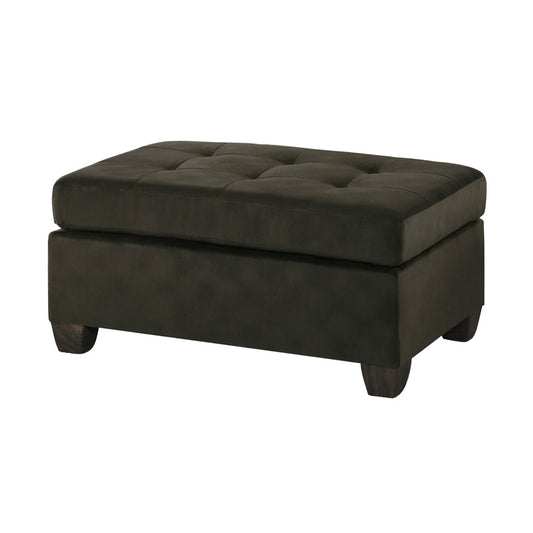 Polyester Upholstered Ottoman With Tufted Seat, Chocolate Brown By Benzara | Ottomans |  Modishstore 