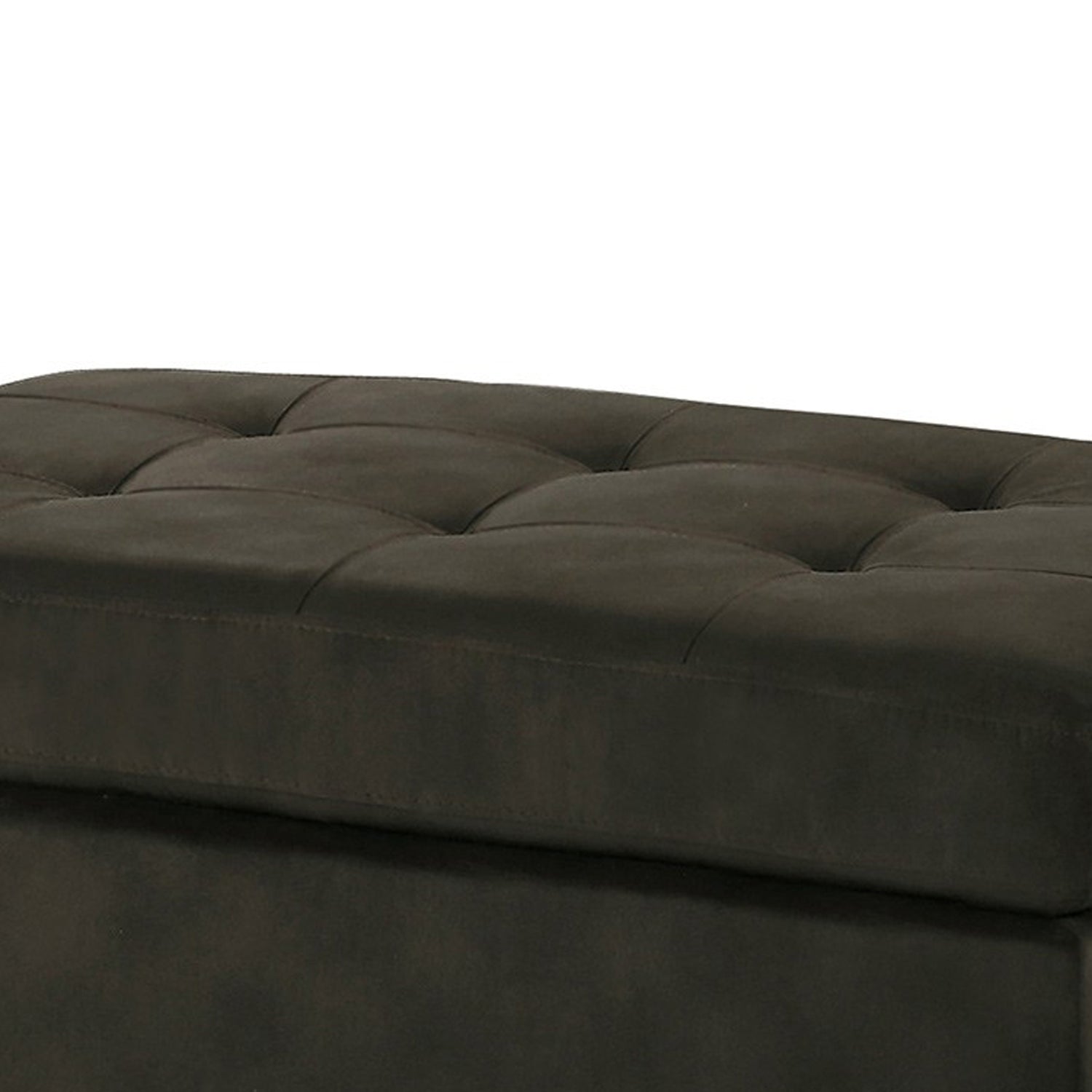 Polyester Upholstered Ottoman With Tufted Seat, Chocolate Brown By Benzara | Ottomans |  Modishstore  - 3