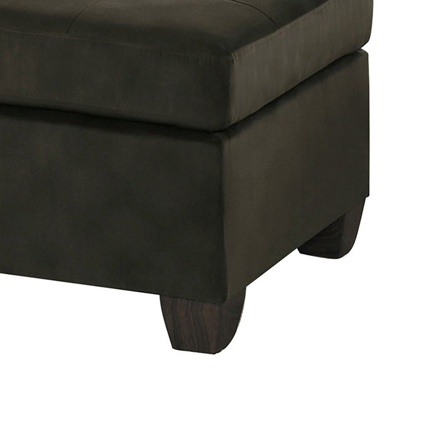 Polyester Upholstered Ottoman With Tufted Seat, Chocolate Brown By Benzara | Ottomans |  Modishstore  - 4