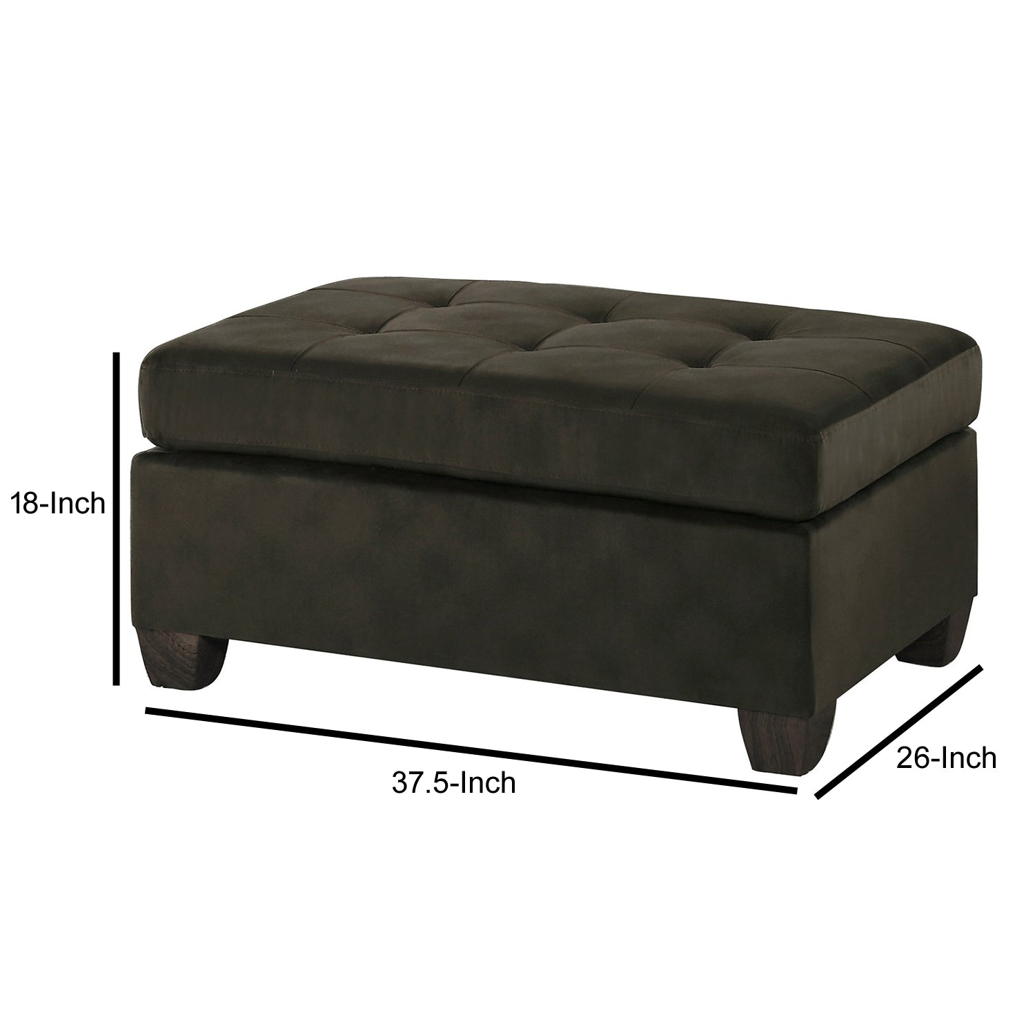 Polyester Upholstered Ottoman With Tufted Seat, Chocolate Brown By Benzara | Ottomans |  Modishstore  - 5
