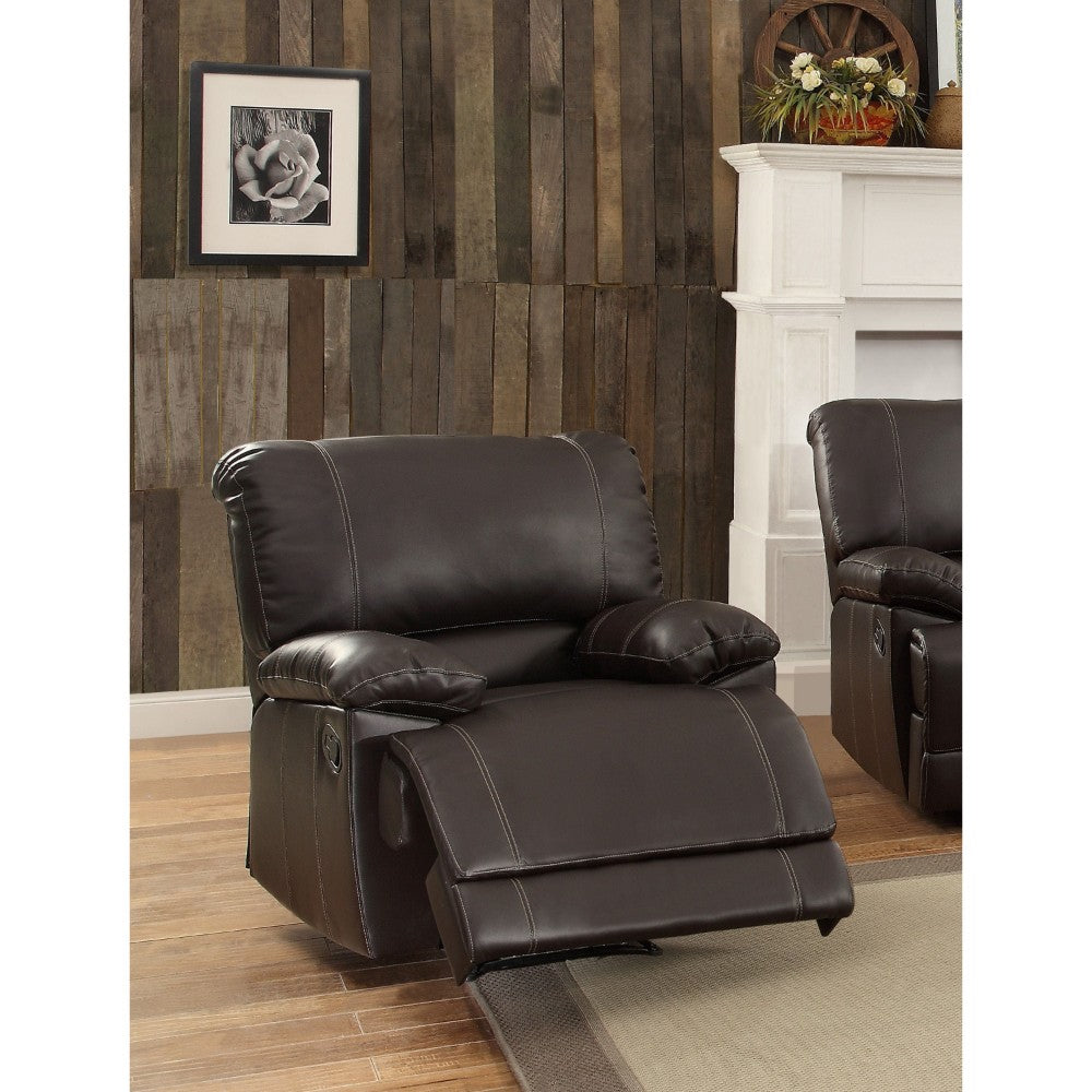 Leather Reclining Chair With Padded Armrest, Dark Brown  By Benzara | Lounge Chairs |  Modishstore 