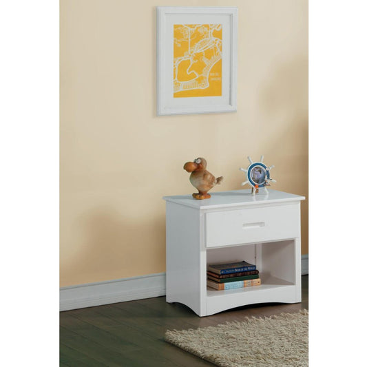 Wooden Night Stand With Bottom Shelf, White  By Benzara | Nightstands |  Modishstore 