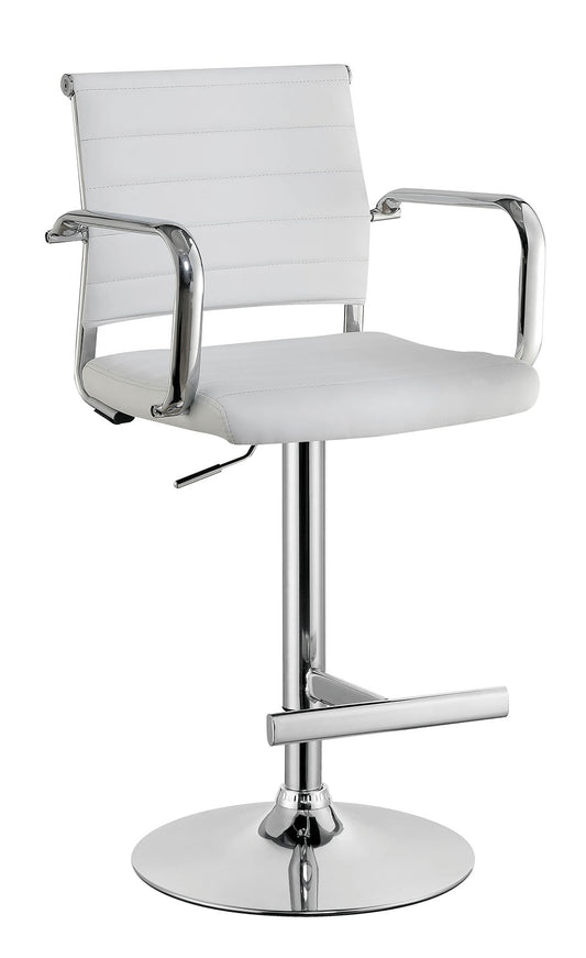 Modern Leatherette Padded Metal Bar Stool With Arms, White & Silver  By Benzara | Office Accessories |  Modishstore 