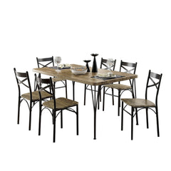 7-Piece Wooden Dining Table Set In Gray And Weathered Brown By Benzara