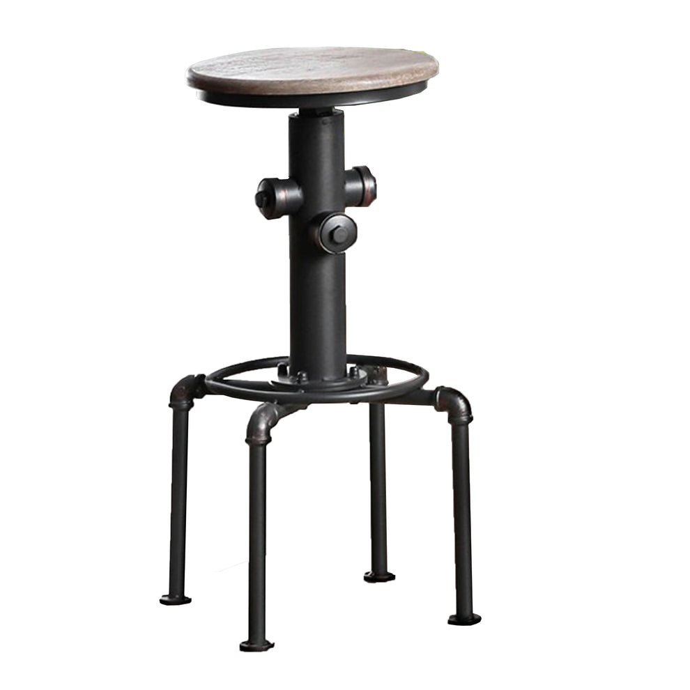 Metal Frame Bar Stool With Wooden Seat In Black And Natural Brown, Set Of 2  By Benzara | Bar Stools |  Modishstore  - 2