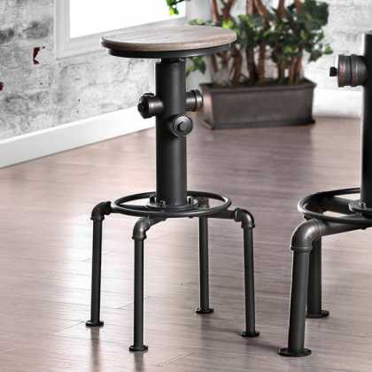 Metal Frame Bar Stool With Wooden Seat In Black And Natural Brown, Set Of 2  By Benzara | Bar Stools |  Modishstore 